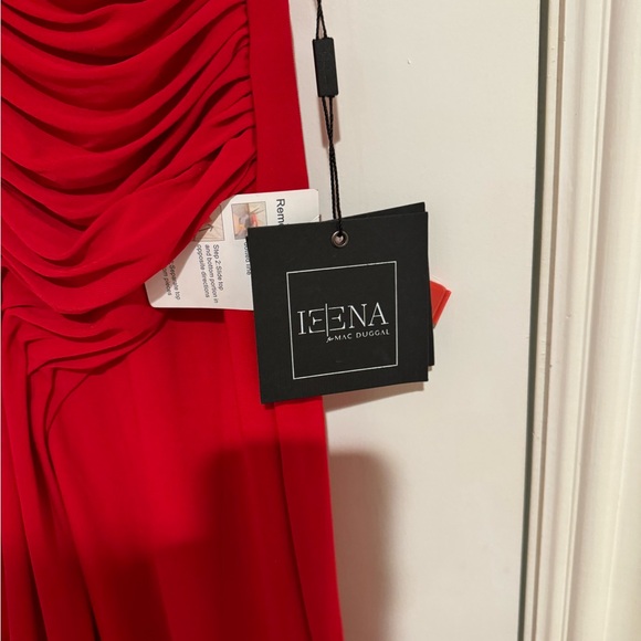 NWT Ieena for Mac Duggal 26513 Ruched Stretch Jersey V-Neck Gown in Red Size 10 - Picture 7 of 9